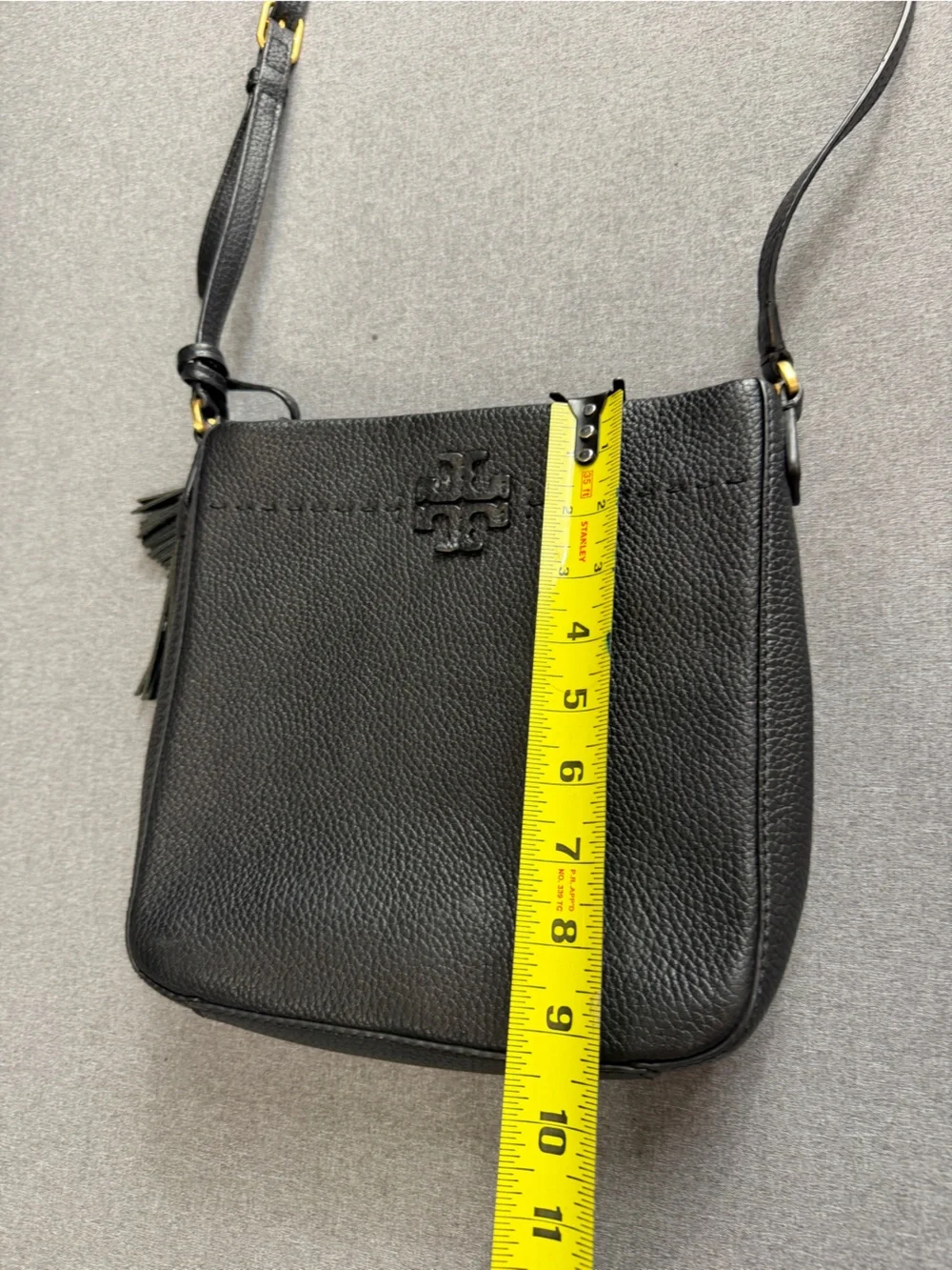 Tory Burch Black Leather Swingpack Crossbody with Tassel